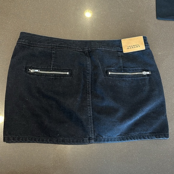 Isabel Marant carly black denim mini skirt sz 42 french/ 10 us - Picture 5 of 11